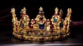 Jewels and gold Crown of the king or queen. Generative AI Royalty Free Stock Photo
