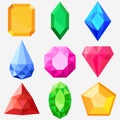 Jewels set, gems and diamonds vector Royalty Free Stock Photo