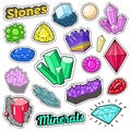 Jewels Stones and Minerals Colorful set for Stickers, Badges, Patches Royalty Free Stock Photo