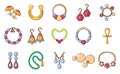 Jewerly icon set, cartoon style