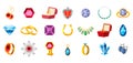 Jewerly icon set, cartoon style