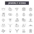 Jewerly line icons, signs, vector set, outline illustration concept