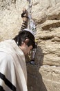 Jewish Man Praying at the Western Wall Royalty Free Stock Photo