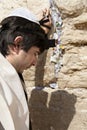 Jewish Man Praying at the Western Wall Royalty Free Stock Photo