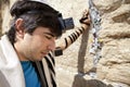 Jewish Man Praying at the Western Wall Royalty Free Stock Photo