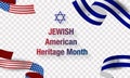 Jewish American Heritage Month. The Star of David is a symbol of the Jews. Jewish and American symbols. Fireworks
