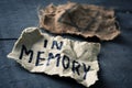 Jewish badge and text in memory in piece of paper