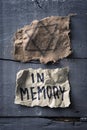 Jewish badge and text in memory in piece of paper