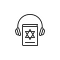 Jewish bible e-book line icon