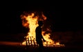 Jewish boy do bonfire at Jewish holiday of Lag Baomer