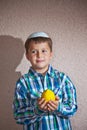 Jewish boy holds Etrog