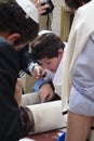 Jewish Boy Reading the Torah at the Wailing Wall in the Old City of Jerusalem