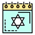 Jewish calendar icon color outline vector