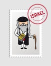 Jewish cartoon person postal stamp