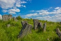 Jewish cemetery stone graves in Jerusalem ancient religion Israeli national heritage place bright colorful summer time clear Royalty Free Stock Photo