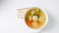 Jewish chicken broth with kneidlach