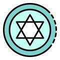 Jewish coin icon color outline vector