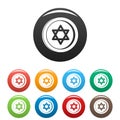 Jewish coin icons set color