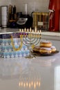 In this Jewish culture holiday symbol, candles are lit on the Hanukkiah Menorah to represent Hanukkah, a symbol of the