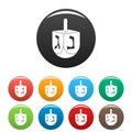 Jewish dreidel icons set color