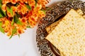 Matzoh jewish holiday bread Jewish family celebrating passover Royalty Free Stock Photo