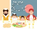 Jewish family at feast of passover vector illustration