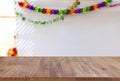 Jewish festival of Sukkot. Traditional succah (hut) with decorations