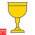 Jewish goblet color line icon, rosh hashanah and Jewish cup, chalice sign vector graphics, editable stroke filled
