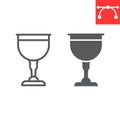 Jewish goblet line and glyph icon, rosh hashanah and Jewish cup, chalice sign vector graphics, editable stroke linear