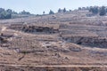 Jewish graveyard at the Kidron Valley or King`s Velley between Temple Mount and Mount of Olives in eastern Jerusalem Royalty Free Stock Photo