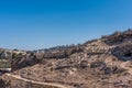 Jewish graveyard at the Kidron Valley or King`s Velley between Temple Mount and Mount of Olives in eastern Jerusalem Royalty Free Stock Photo