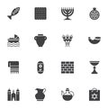 Jewish hanukkah holiday vector icons set