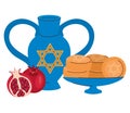 jewish hanukkah jar and food