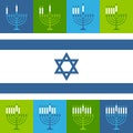 Jewish Hanukkah Menorah Candles Icons