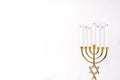 Jewish Hanukkah menorah isolated on white background.