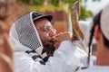 Jewish hasid blows Shofar. Rosh Hashanah, Jewish New Year.