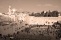 Jewish hasidic pray a the Western Wall,