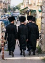 Jewish hassidic walking on the street. Royalty Free Stock Photo