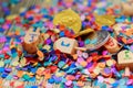 Jewish holiday Dreidel still life composed of elements the Chanukah Hanukkah festival