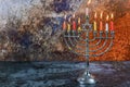 Jewish holiday hannukah symbols - menorah Royalty Free Stock Photo