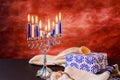 Jewish holiday hanukkah celebration tallit vintage menorah Royalty Free Stock Photo