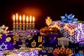 Jewish holiday hanukkah celebration tallit vintage menorah Royalty Free Stock Photo