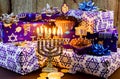 Jewish holiday hanukkah celebration tallit vintage menorah Royalty Free Stock Photo