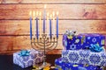 Jewish holiday hanukkah celebration tallit vintage menorah Royalty Free Stock Photo