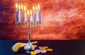 Jewish holiday hanukkah celebration tallit vintage menorah Royalty Free Stock Photo