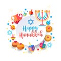 Happy Hanukkah Festival logo greeting card template