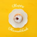 Jewish holiday Hanukkah image background with traditional doughnut Royalty Free Stock Photo