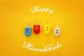 jewish holiday Hanukkah image background with traditional spinnig top