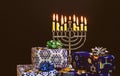 Jewish holiday Hanukkah with menorah in the festival Royalty Free Stock Photo