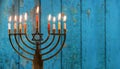 jewish holiday Hanukkah with menorah traditional candelabra